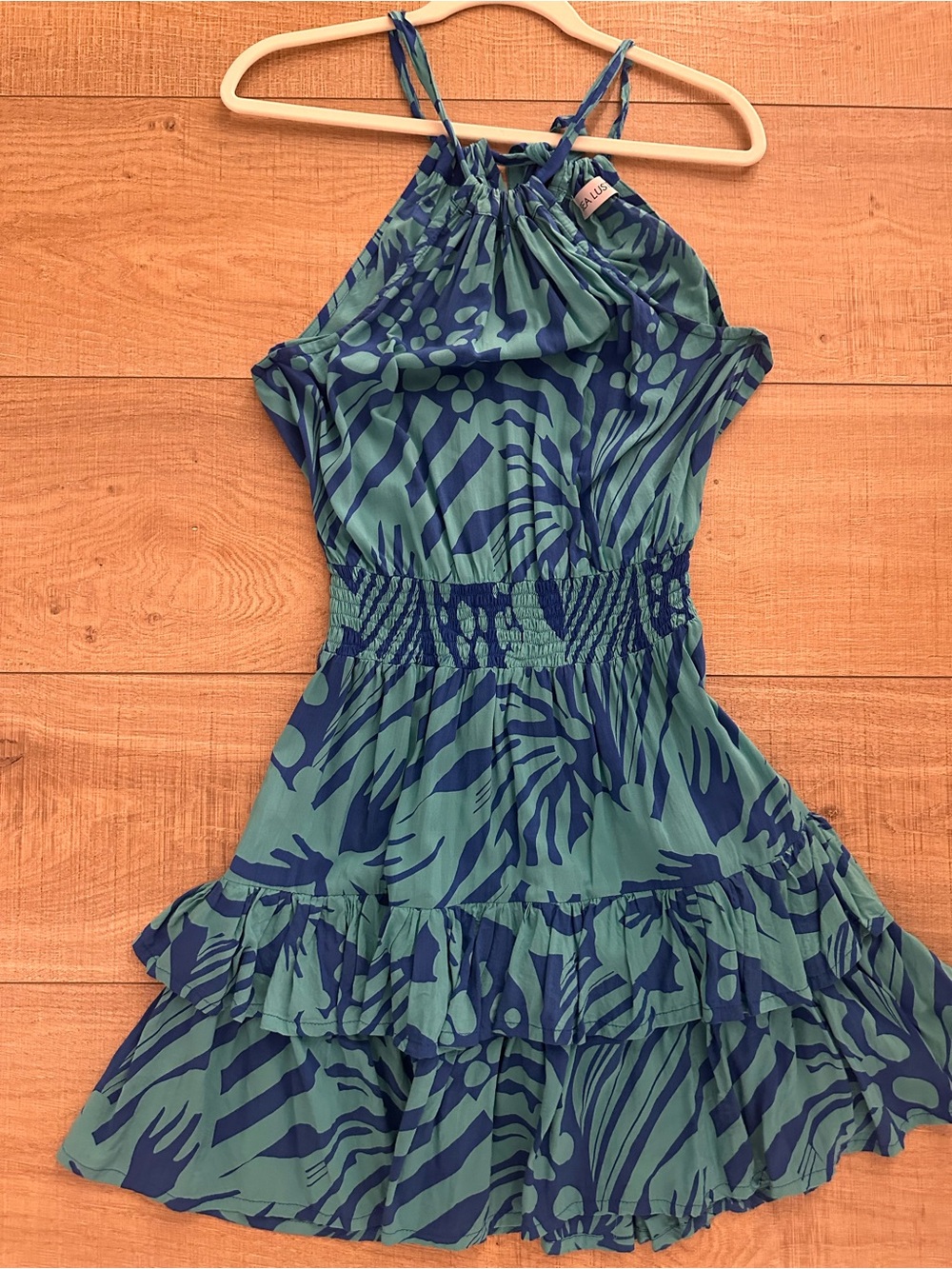 Sea Lustre Lele Blue Tropical Halter Dress - Women's Mini Dress size M/L - Picture 6 of 9